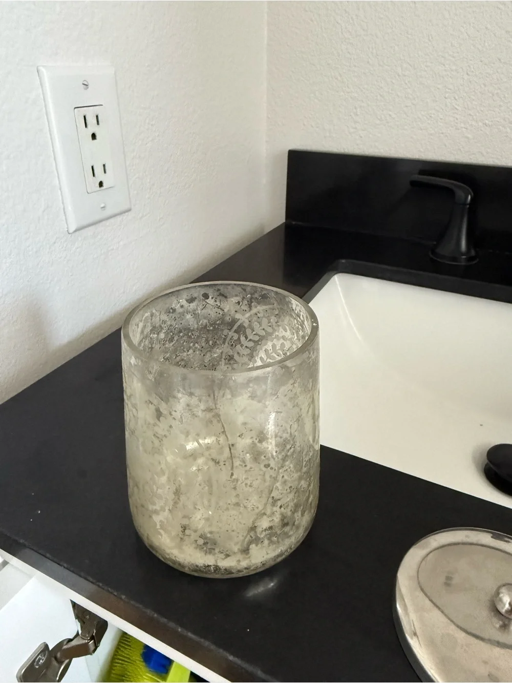 Glass Bathroom Storage Jar with Silver Lid - Neutral